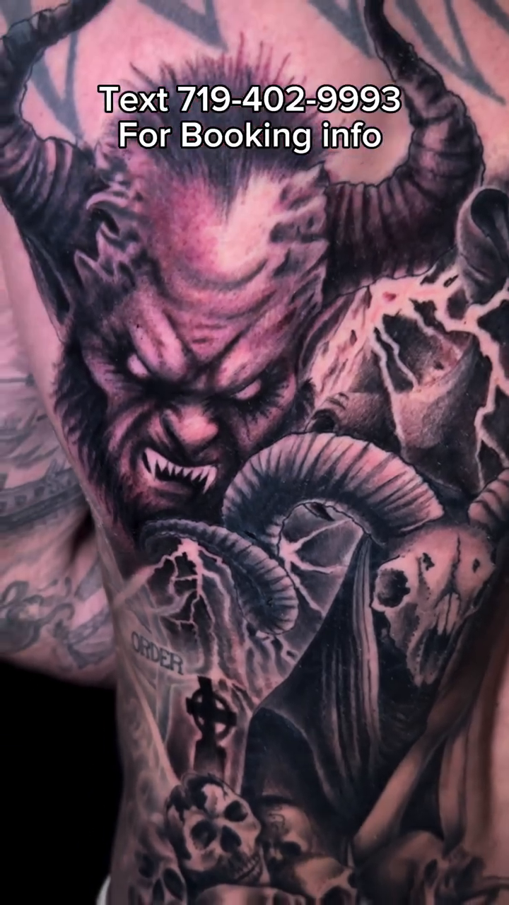 Tattoo by @dodgetattoos โ dark_realism, black_and_grey
