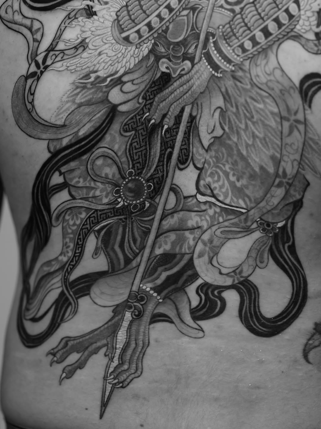 Tattoo by @swanissober — japanese_irezumi, black_and_grey