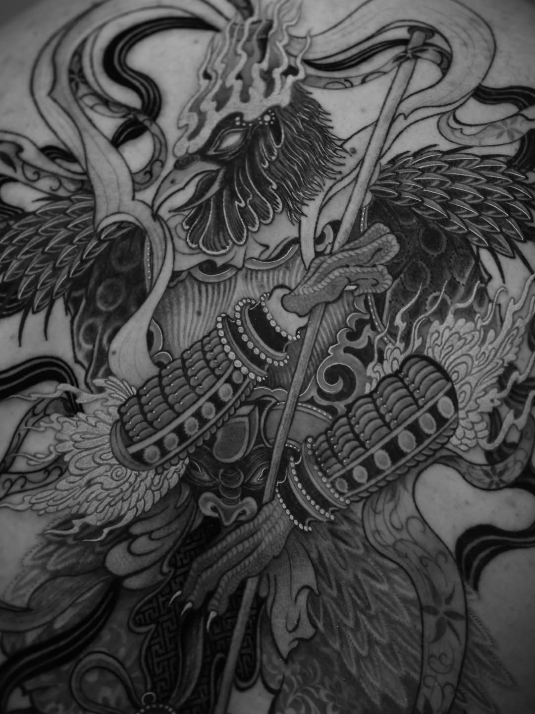 Tattoo by @swanissober — japanese_irezumi, black_and_grey