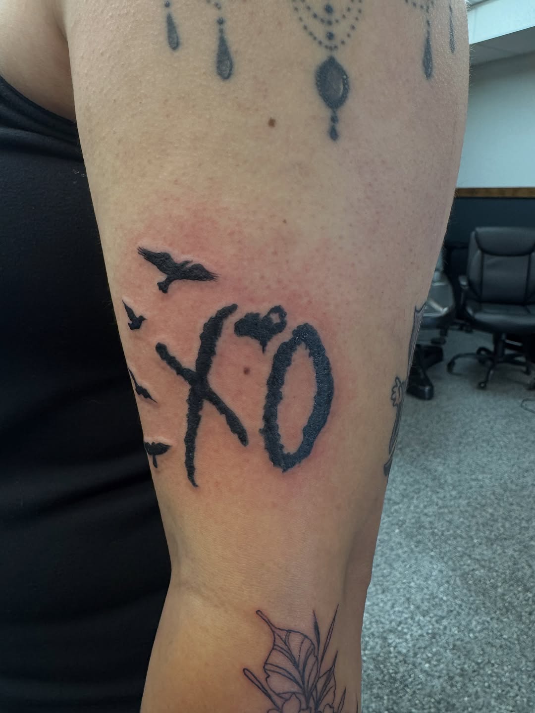 Tattoo by @pushingpigment1117 — lettering_script, blackwork