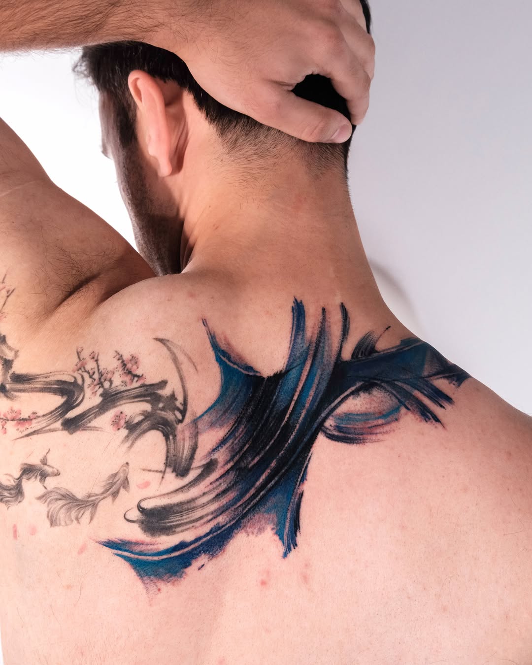 Tattoo by @melange.tattoo — watercolor, blackwork