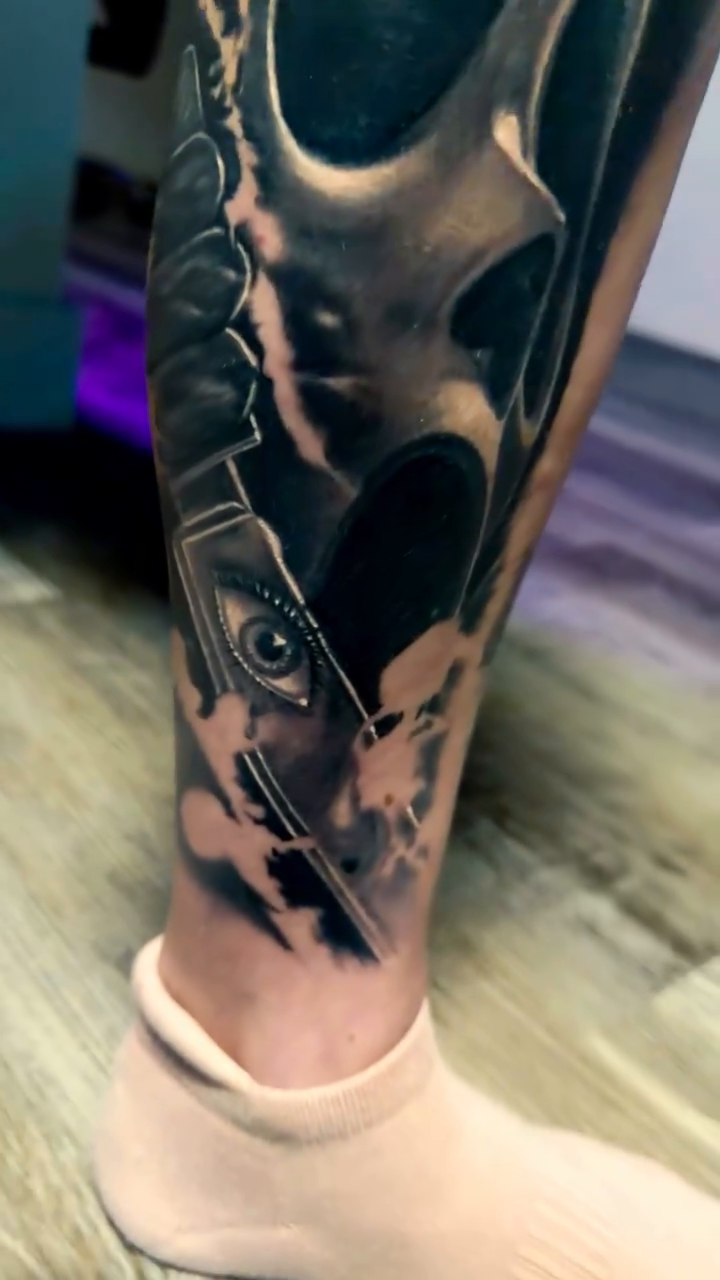 Tattoo by @davehatelovetattoo — dark_realism, black_and_grey