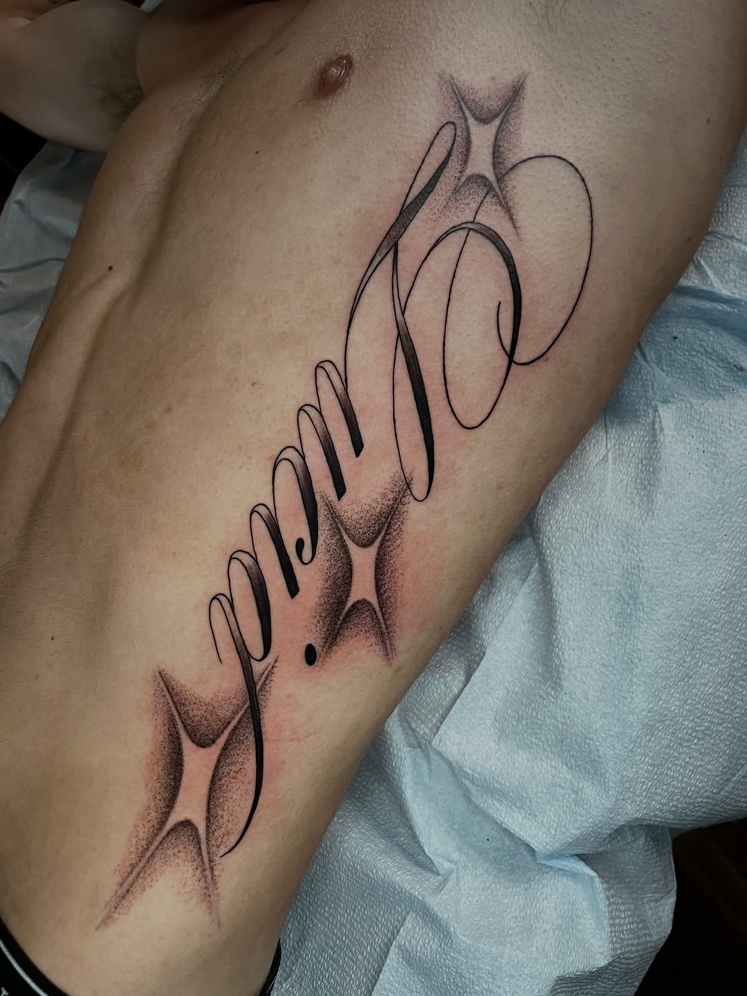 Tattoo by @kelvin_joet — lettering_script, dotwork