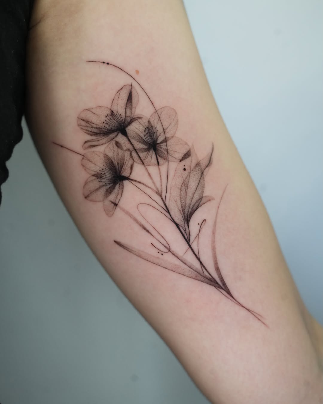 Tattoo by @tattooer_r.tee — fine_line, black_and_grey