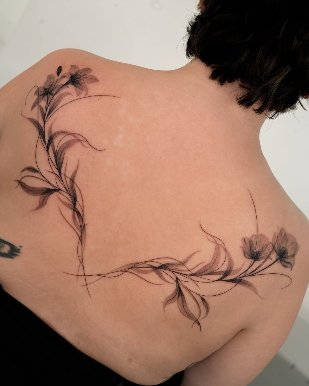 Tattoo by @tattooer_r.tee — fine_line, black_and_grey
