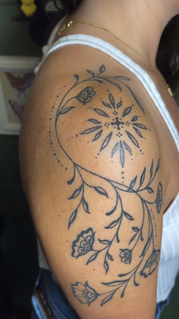Tattoo by @permanent_pokes_ — fine_line, dotwork