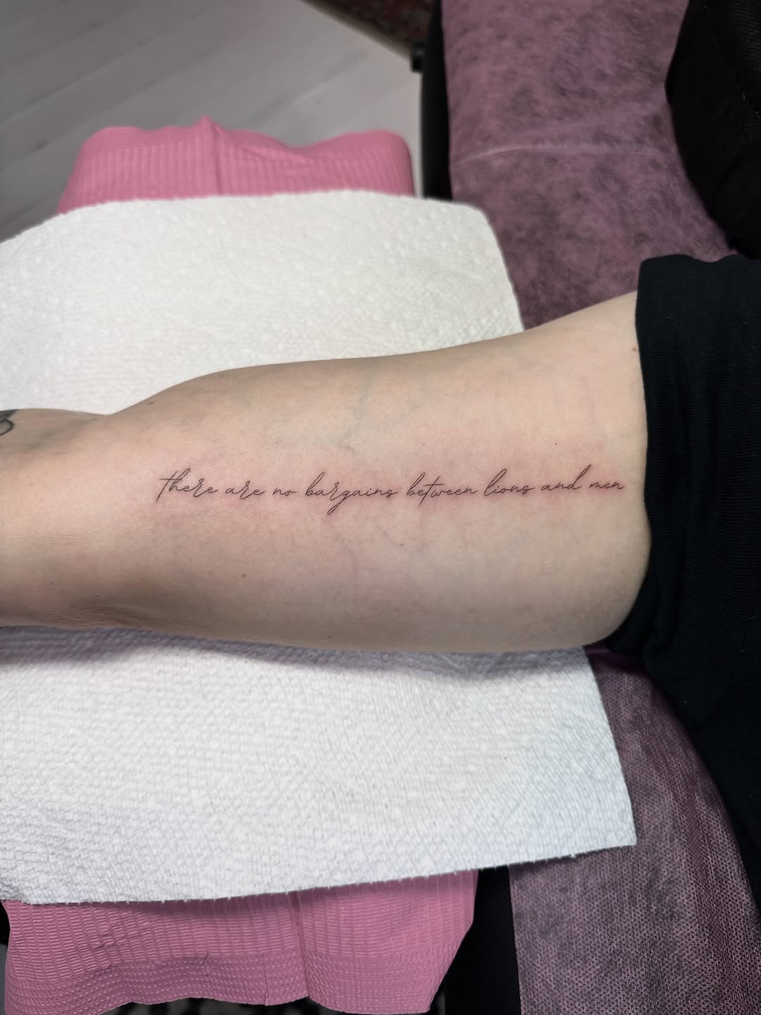 Tattoo by @seanharringtontattoo โ lettering_script, fine_line