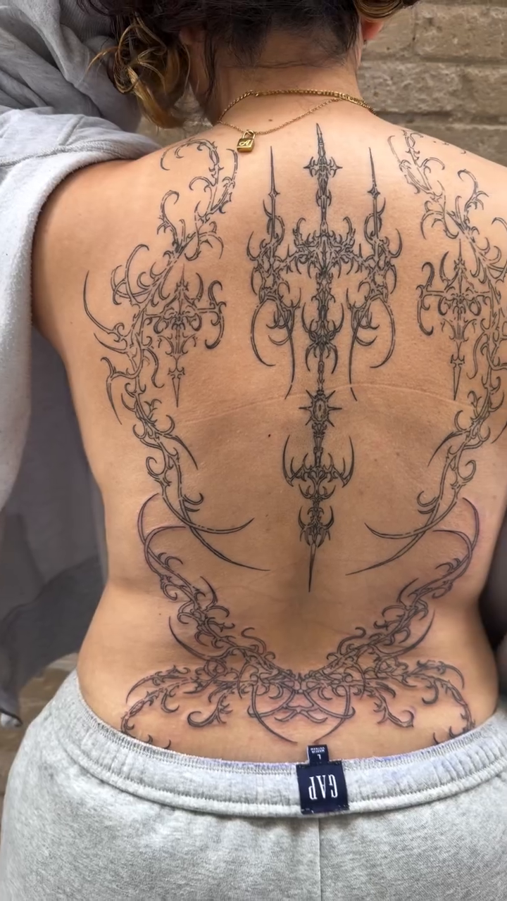 Tattoo by @blackstatictattoos — blackwork, ornamental
