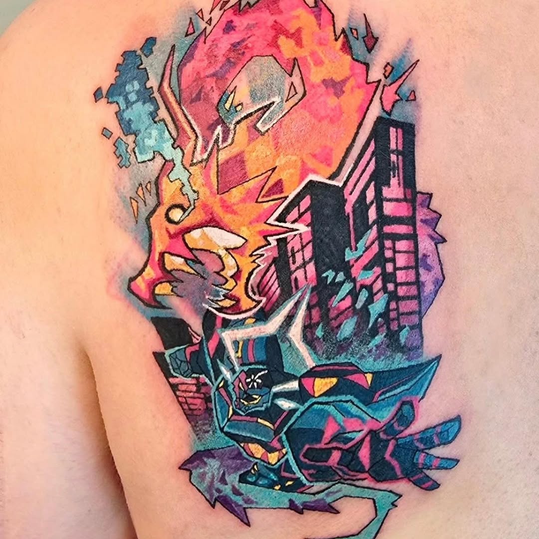 Tattoo by @dragonrock_tattoos — new_school, anime