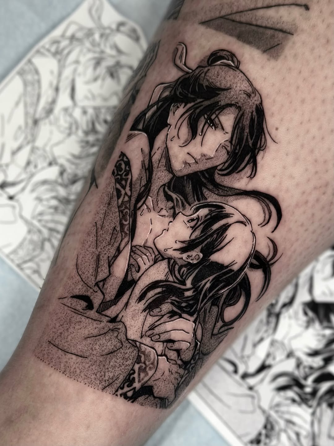 Tattoo by @kkimnida โ anime, dotwork