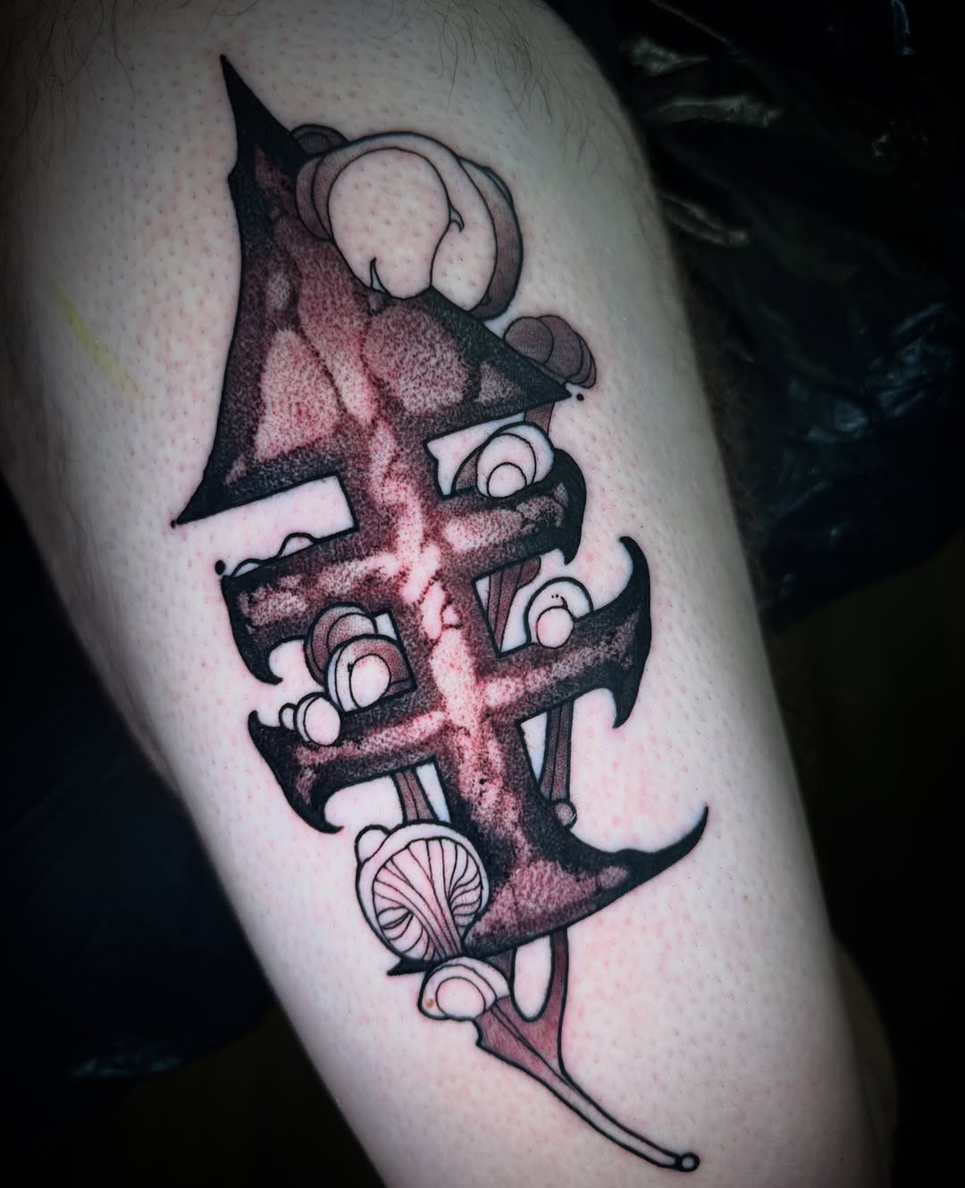 Tattoo by @sacred_crow — blackwork, dotwork