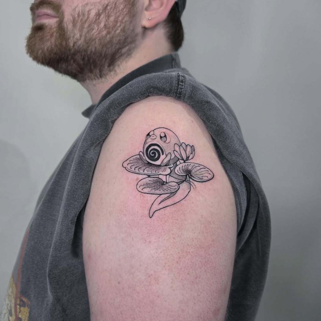 Tattoo by @savshimi — anime, black_and_grey