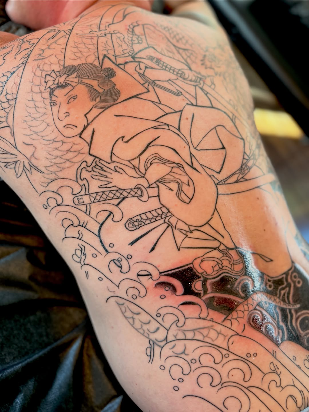 Tattoo by @morgan_tattoos — japanese_irezumi, black_and_grey