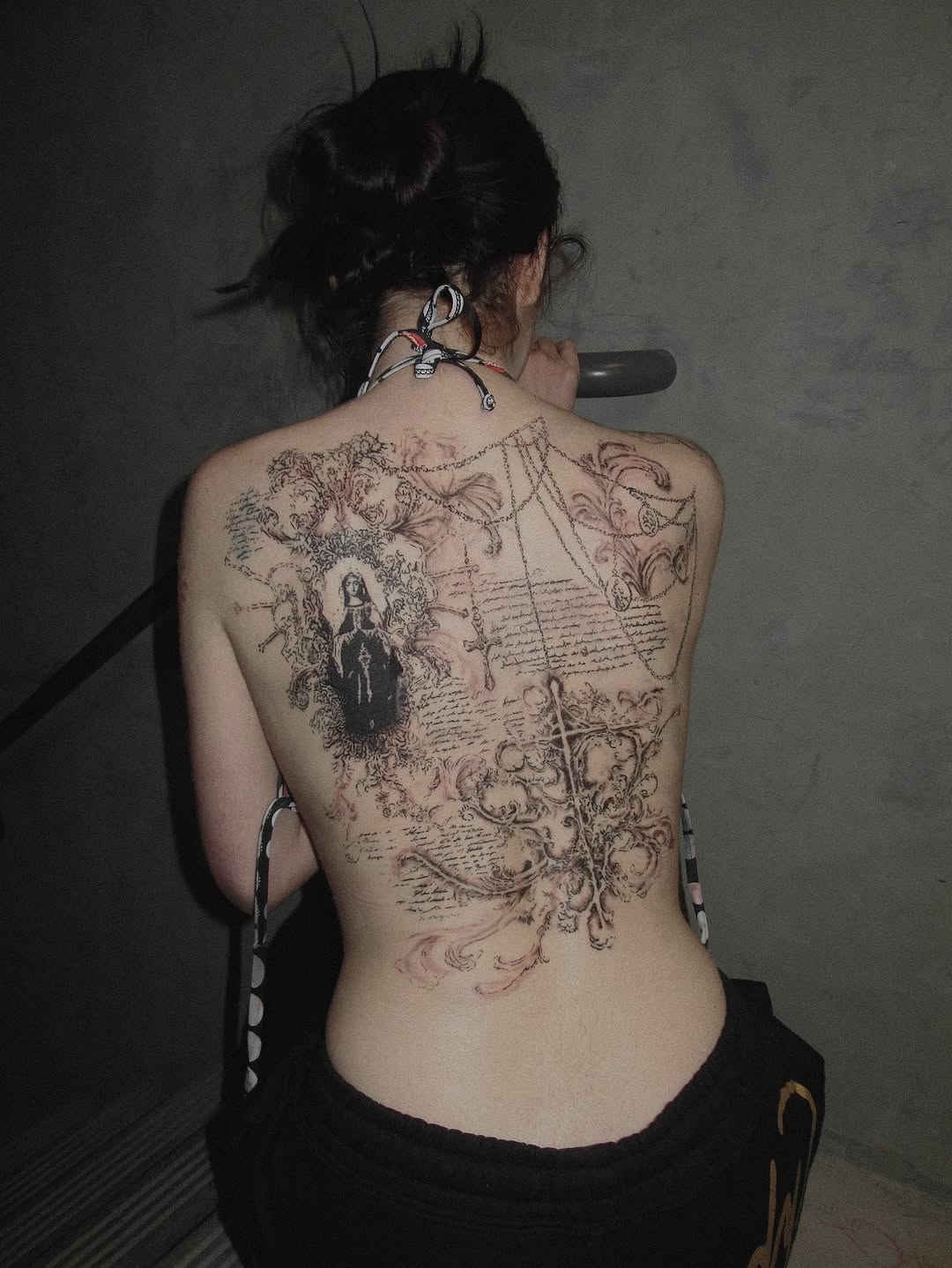 Tattoo by @sacer________ — black_and_grey, lettering_script