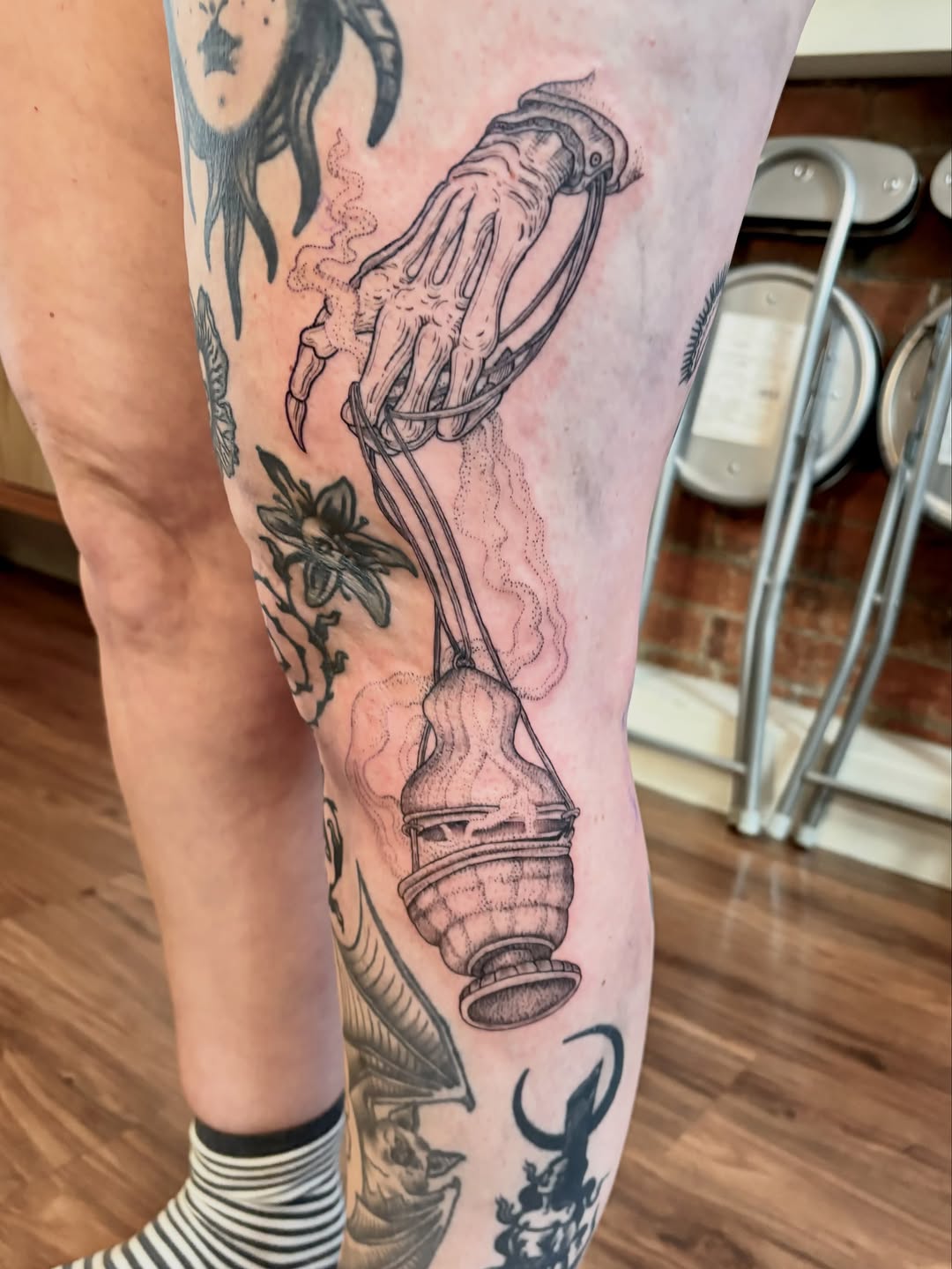 Tattoo by @softcorehorror — black_and_grey, illustrative