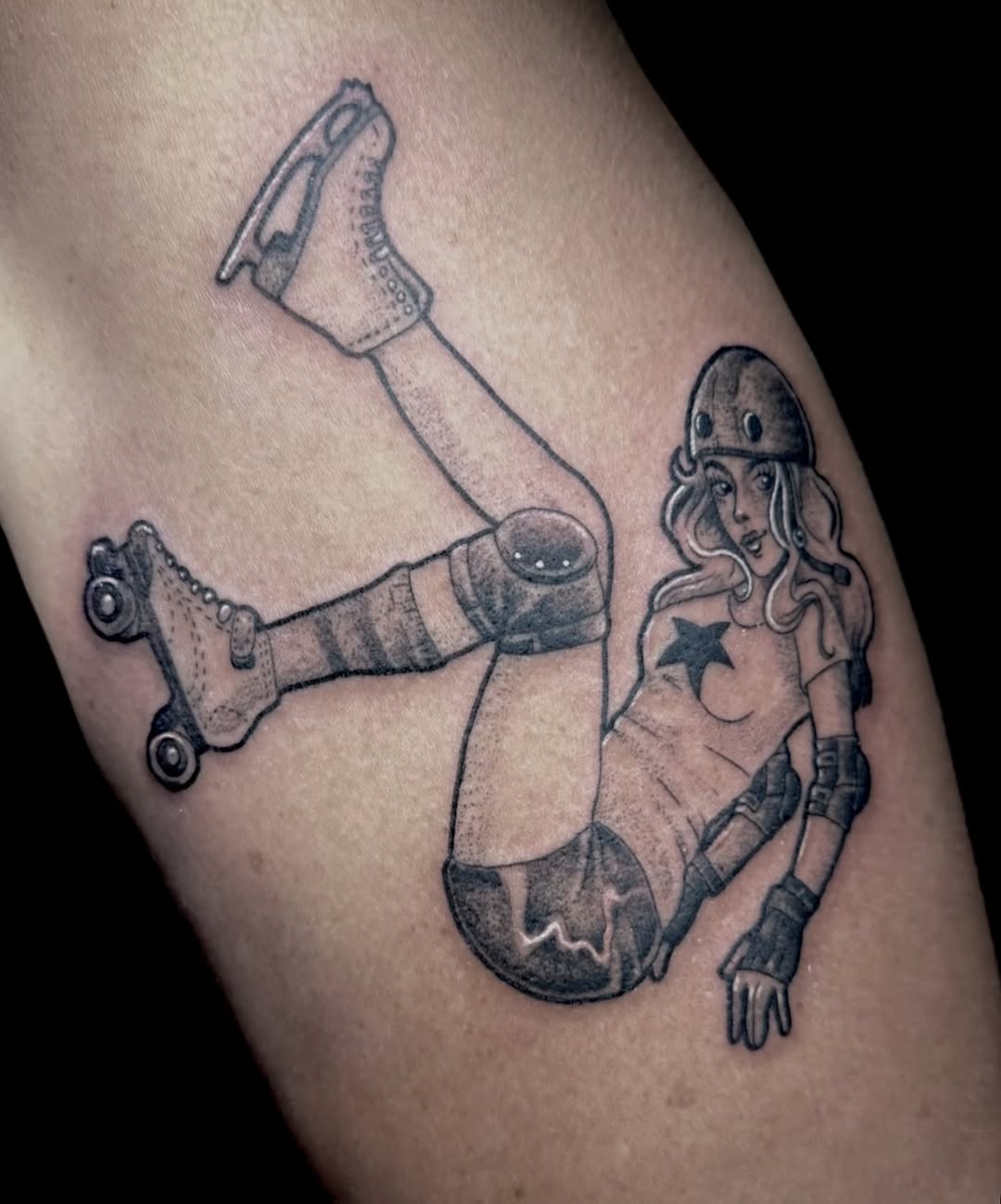 Tattoo by @katscratchtattooss — new_school, black_and_grey
