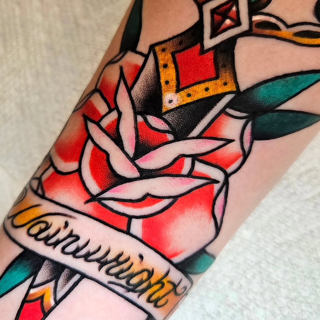 Tattoo by @wazamaniac — american_traditional, lettering_script
