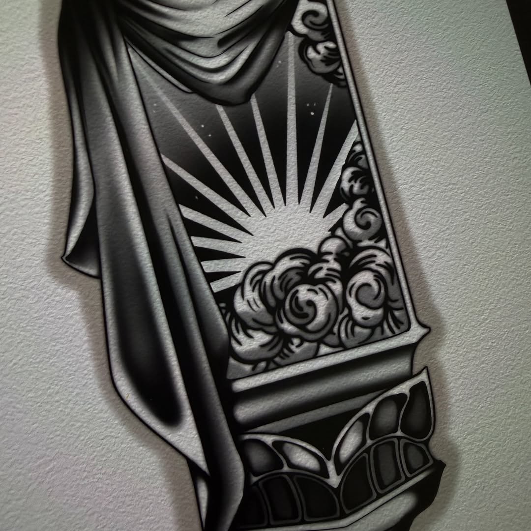 Tattoo by @afondi — black_and_grey, neo_traditional