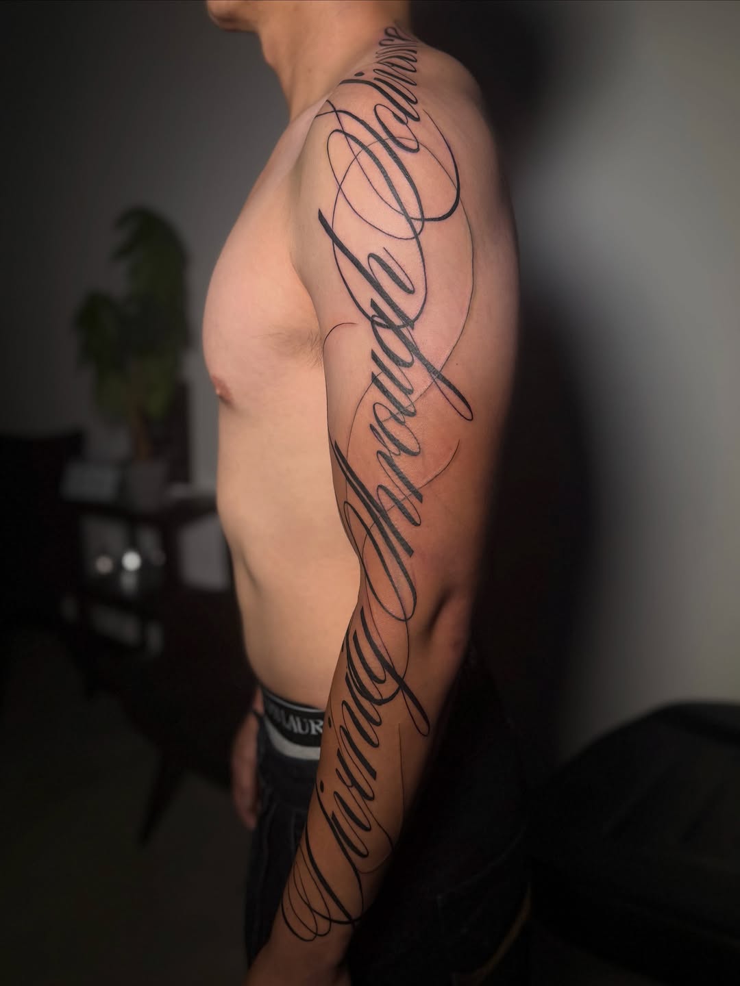 Tattoo by @shyluhv — lettering_script, chicano