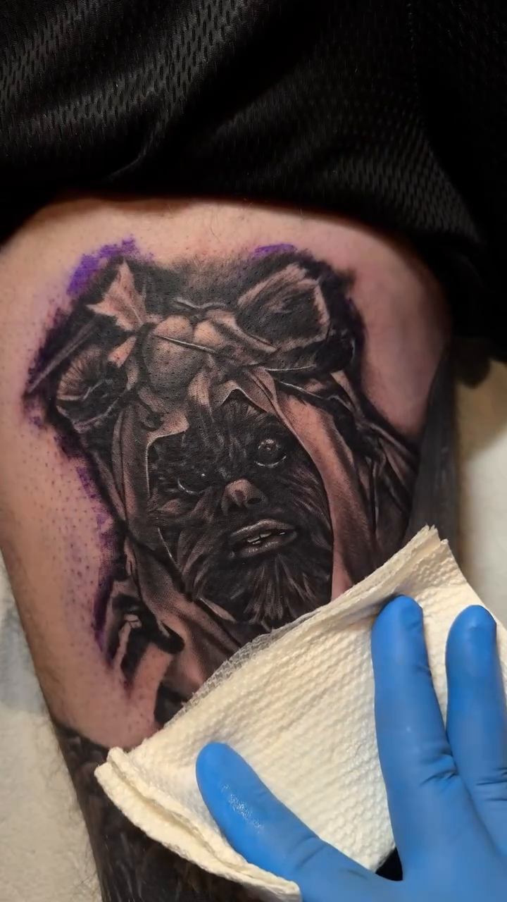Tattoo by @brycemoodietattoo — realism, black_and_grey