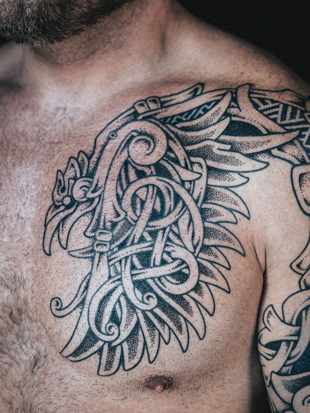 Tattoo by @kintyreink — blackwork, dotwork