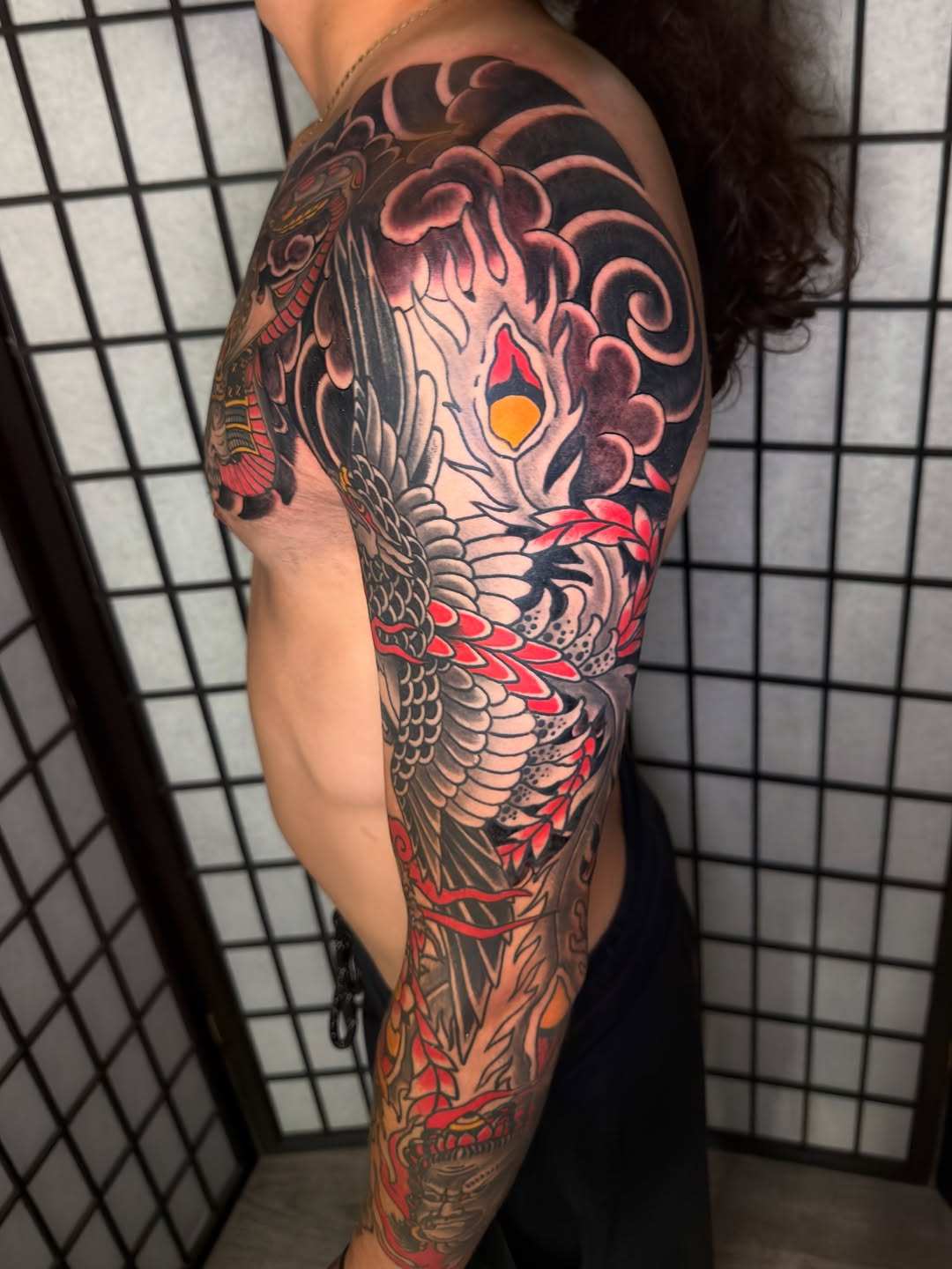 Tattoo by @dminus12 — japanese_irezumi, black_and_grey