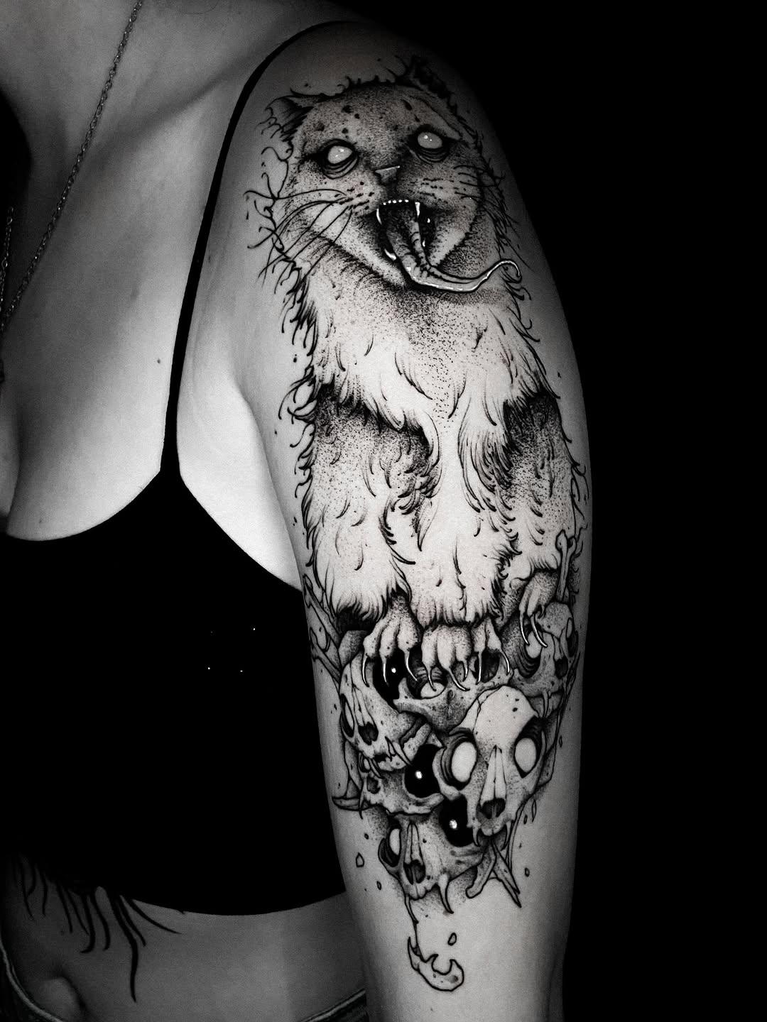 Tattoo by @bunche_tattoo โ dark_realism, blackwork