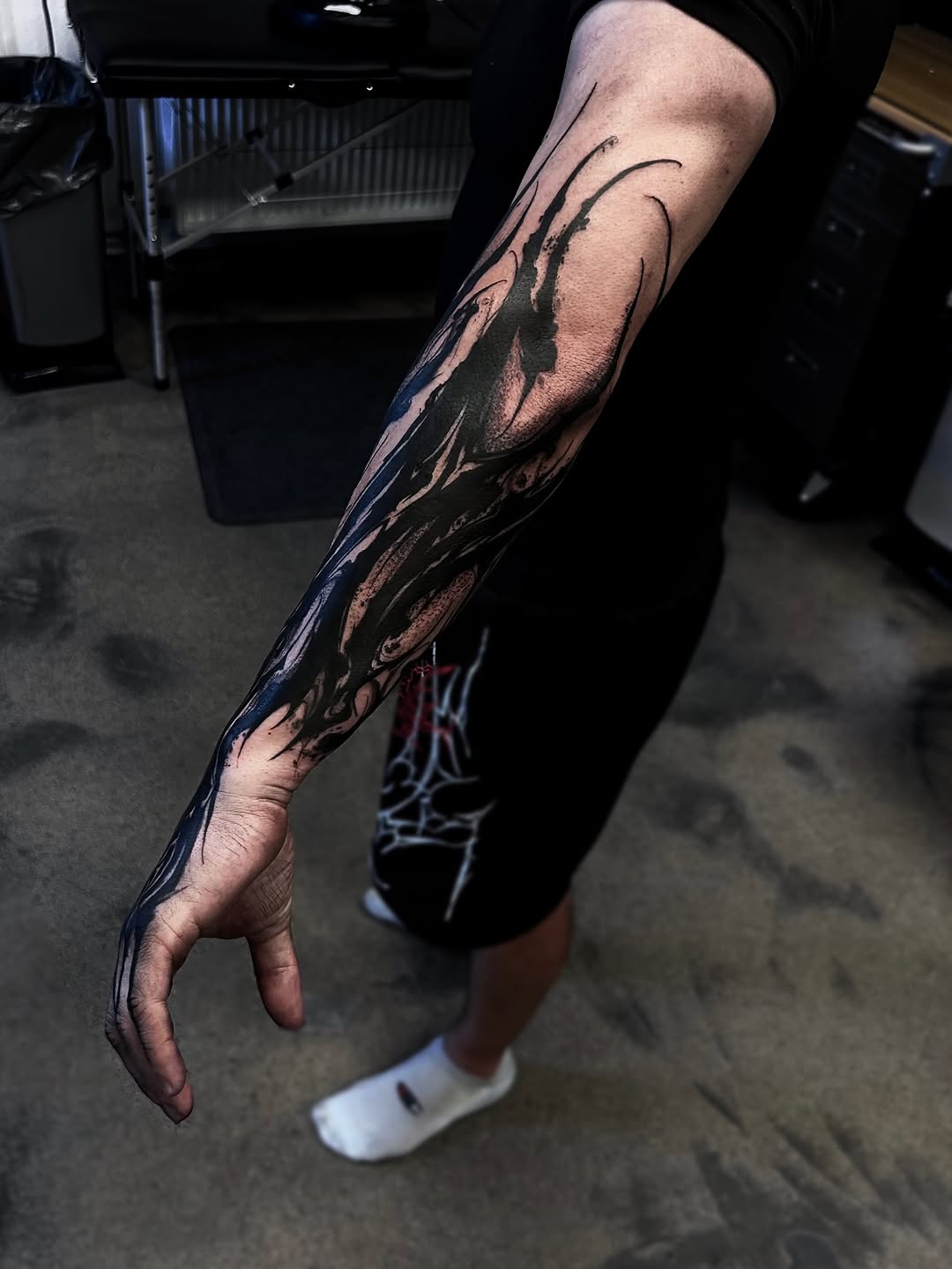 Tattoo by @_vants__ — blackwork, trash_polka
