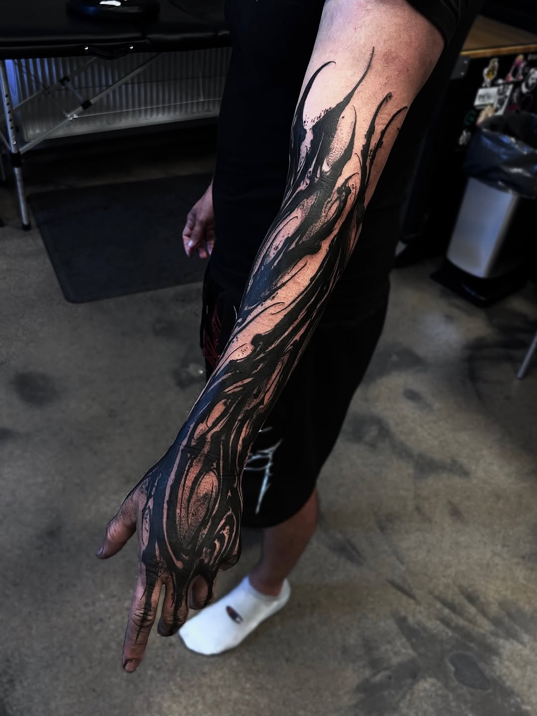 Tattoo by @_vants__ — blackwork, trash_polka