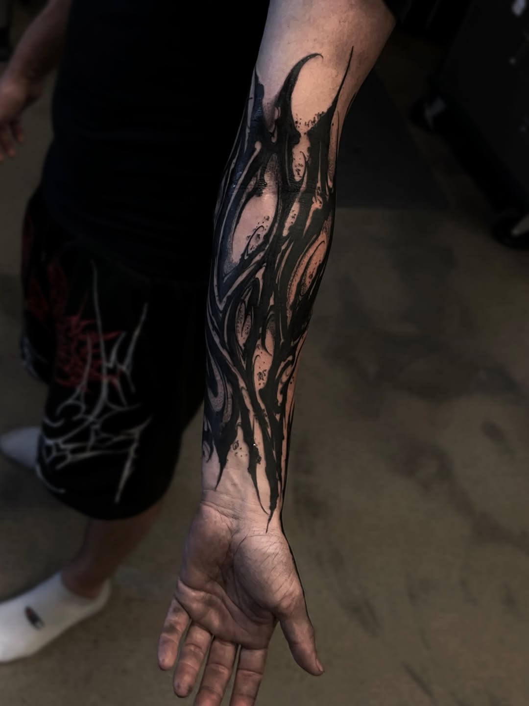 Tattoo by @_vants__ — blackwork, trash_polka