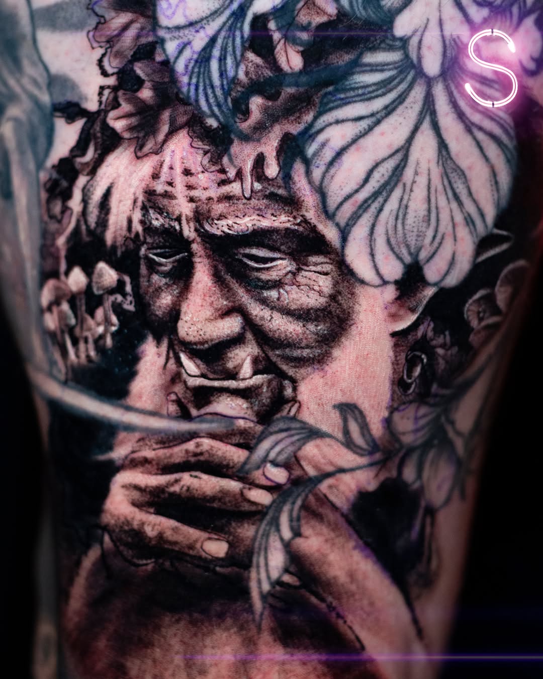 Tattoo by @mrsassy_tattoos — realism, black_and_grey