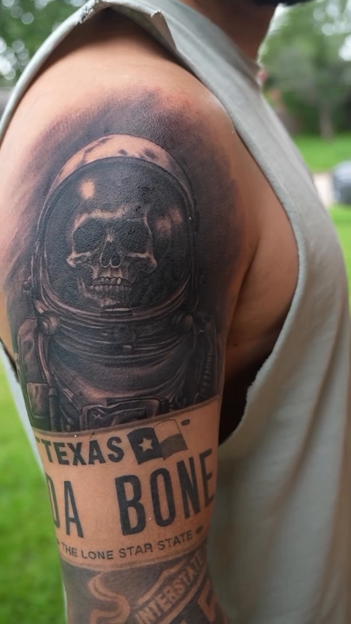 Tattoo by @bornrebel_tattoos โ realism, black_and_grey