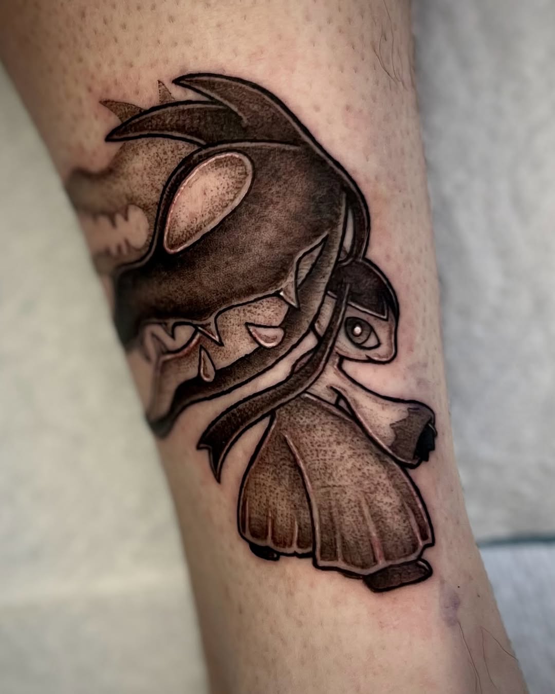 Tattoo by @olympe_ktattoos β anime, black_and_grey