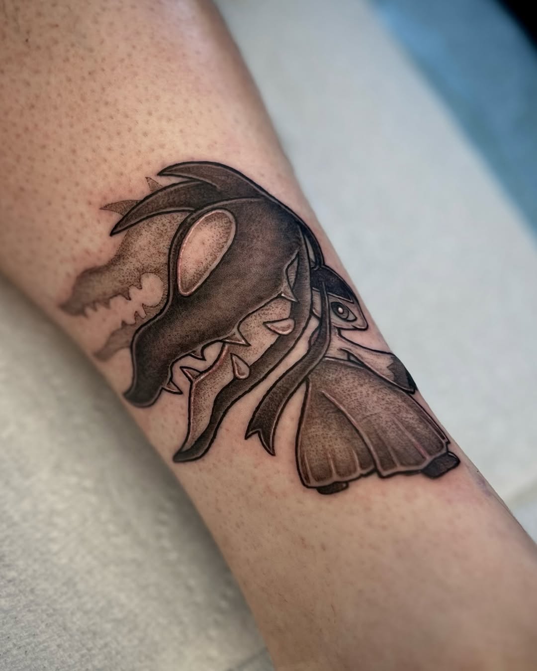 Tattoo by @olympe_ktattoos β anime, black_and_grey
