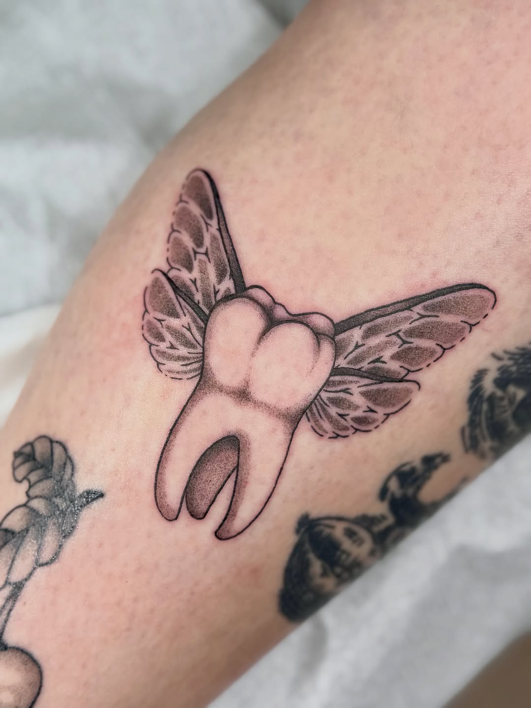 Tattoo by @dizzy.inked — black_and_grey, fine_line