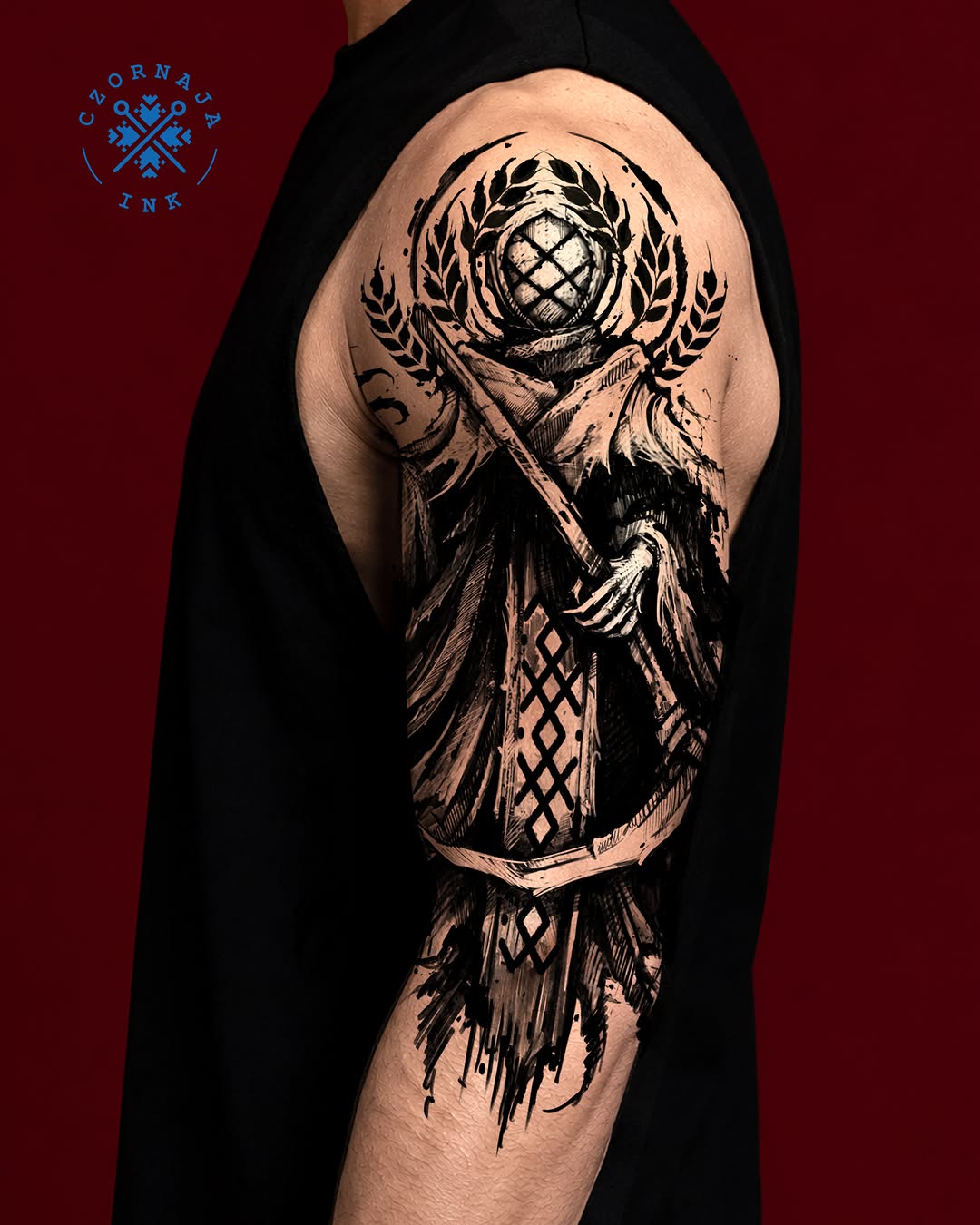 Tattoo by @czornaja_ink — blackwork, illustrative