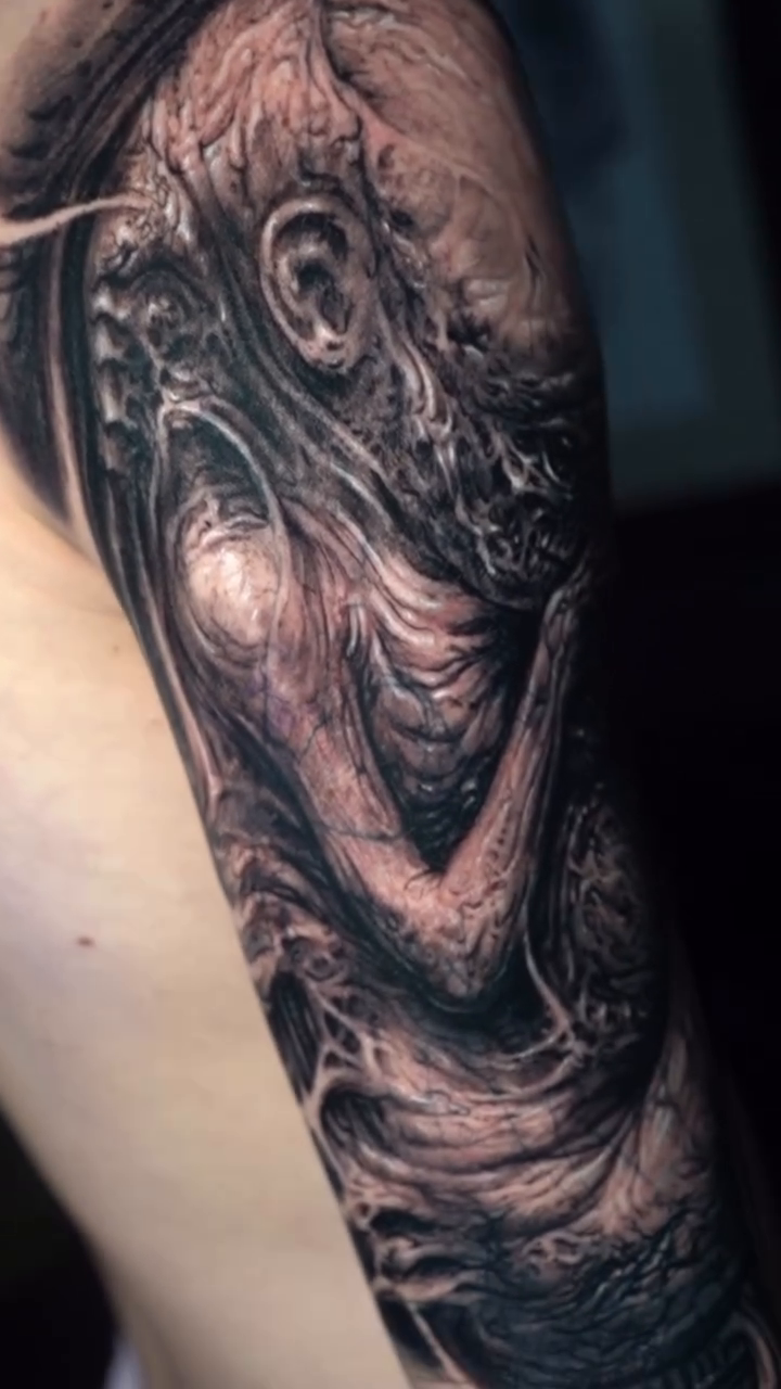 Tattoo by @roman_hide โ dark_realism, black_and_grey