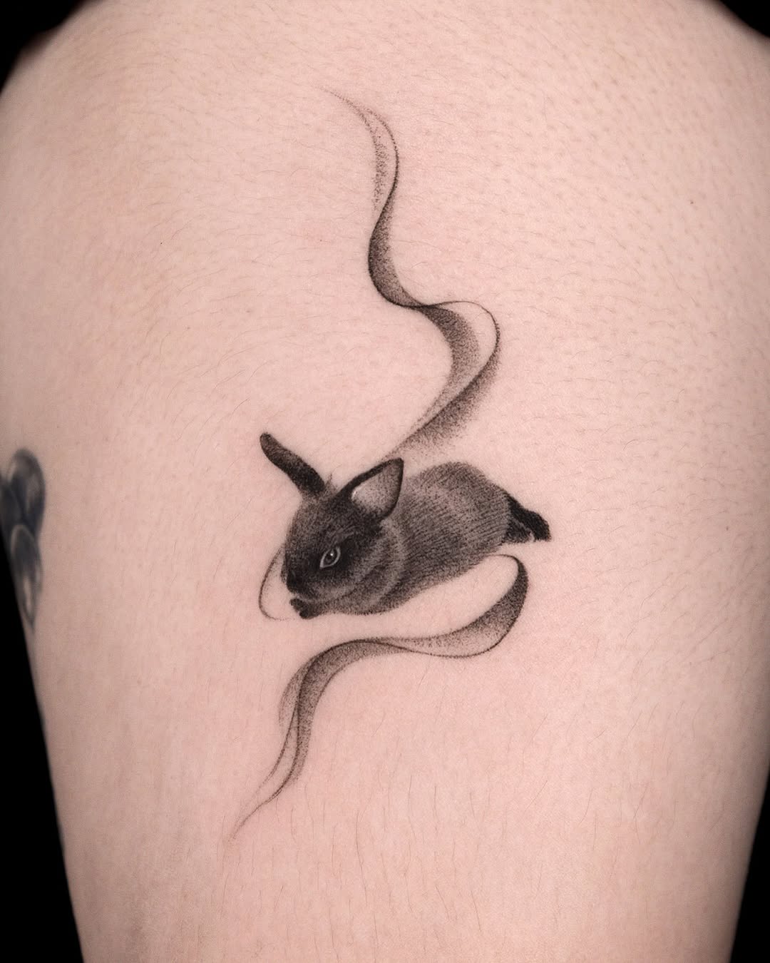 Tattoo by @yumemonchi — black_and_grey, dotwork