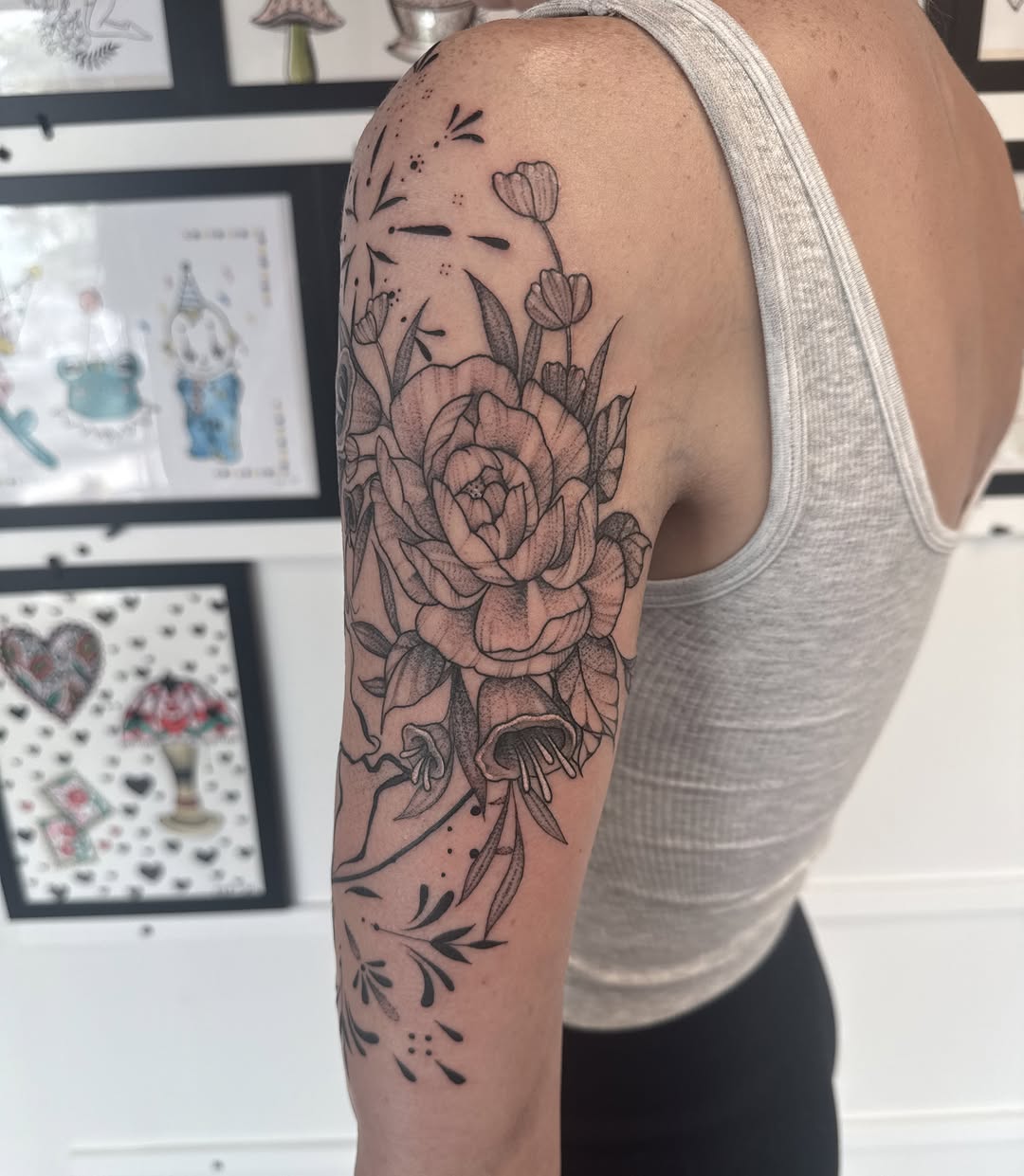 Tattoo by @inkedbydelaney — fine_line, black_and_grey