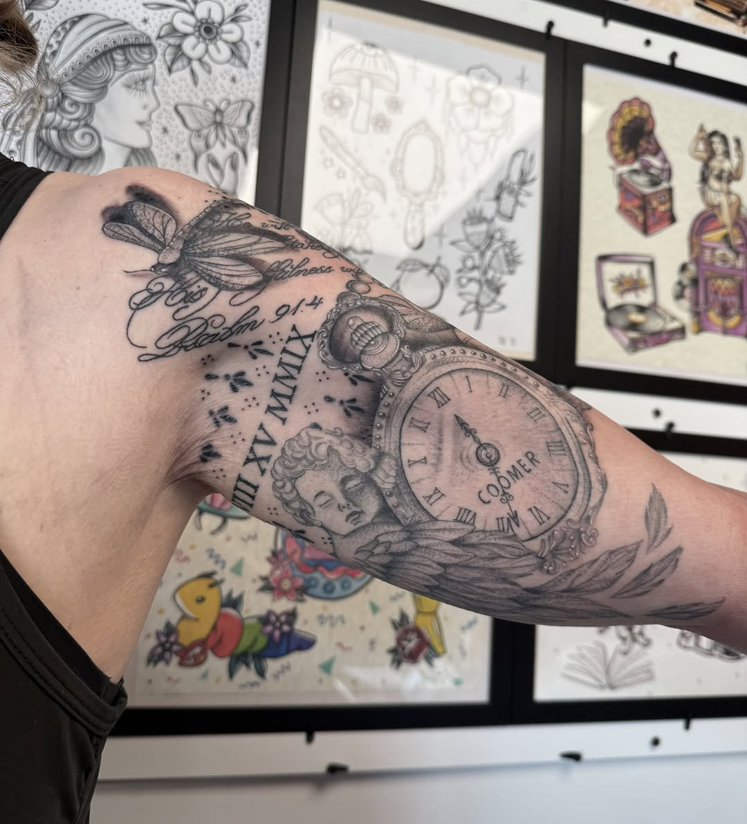 Tattoo by @inkedbydelaney — black_and_grey, realism
