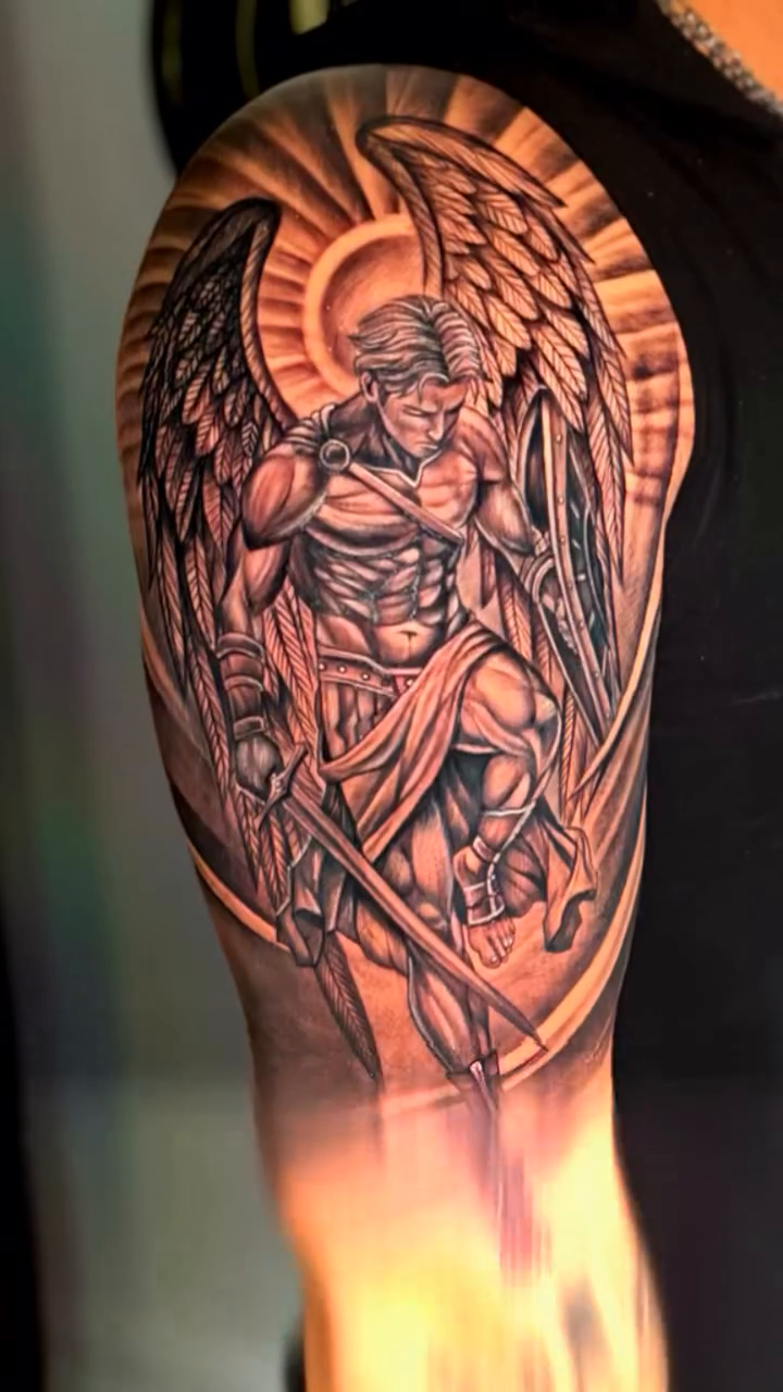 Tattoo by @kustomhustletattoo — realism, black_and_grey