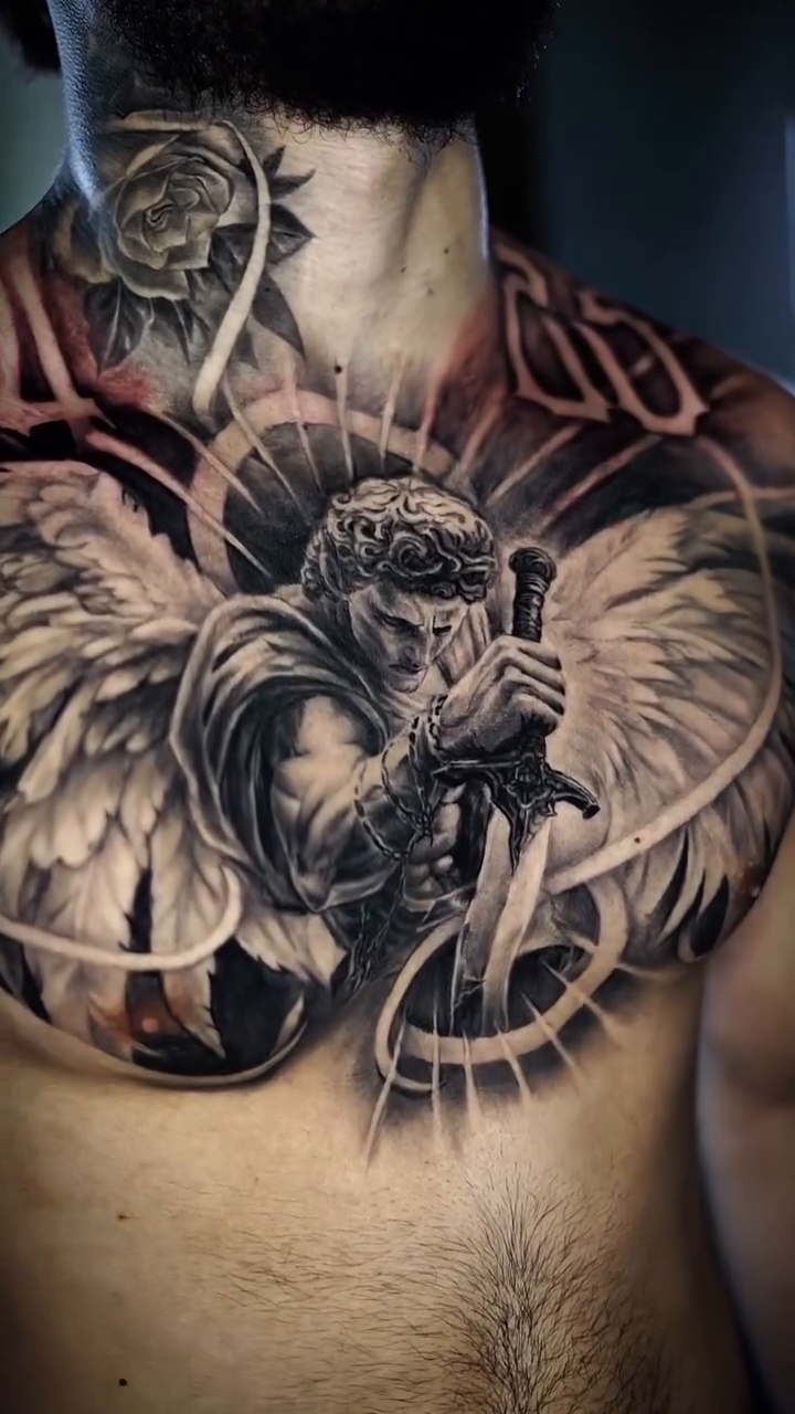 Tattoo by @angelo_tattooink โ realism, black_and_grey