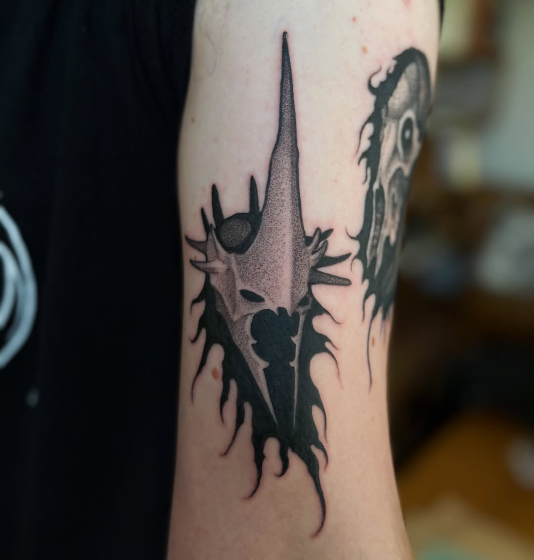 Tattoo by @seanbaldwintattoos — black_and_grey, dotwork