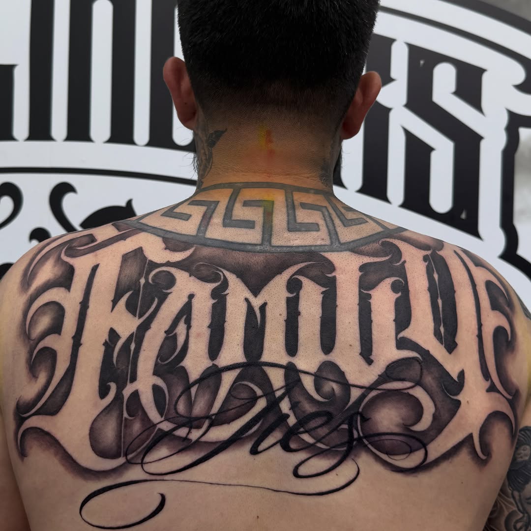 Tattoo by @syitattoos — lettering_script, chicano
