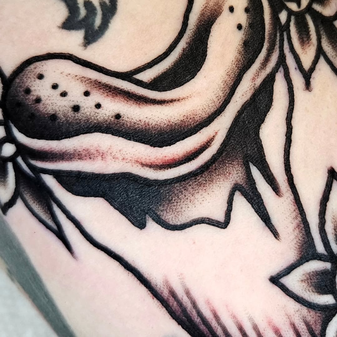 Tattoo by @wazamaniac — black_and_grey, dotwork