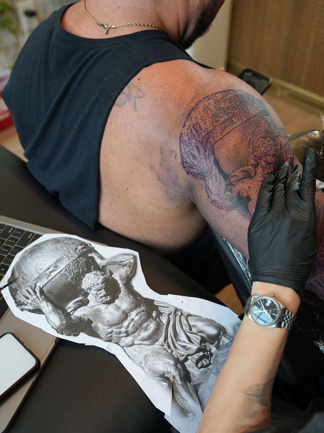 Tattoo by @jakeingersoll_sdt β realism, black_and_grey