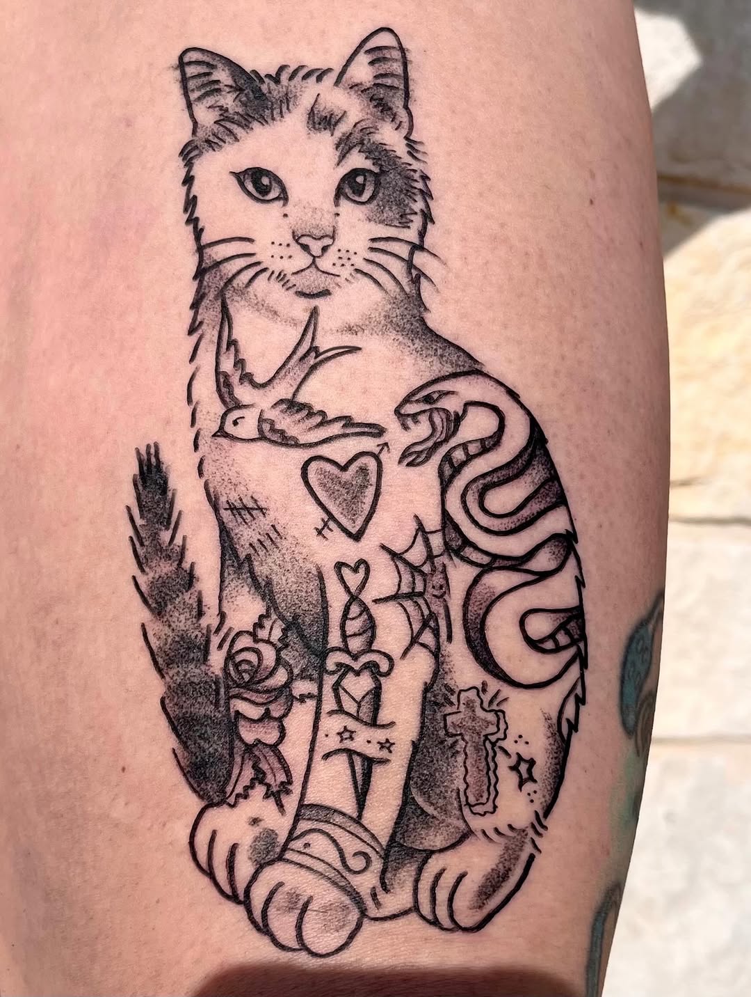 Tattoo by @mia_tatilla — american_traditional, black_and_grey