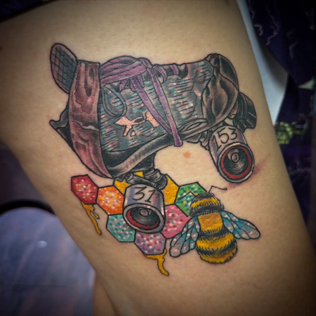 Tattoo by @itsglitter — new_school, trash_polka