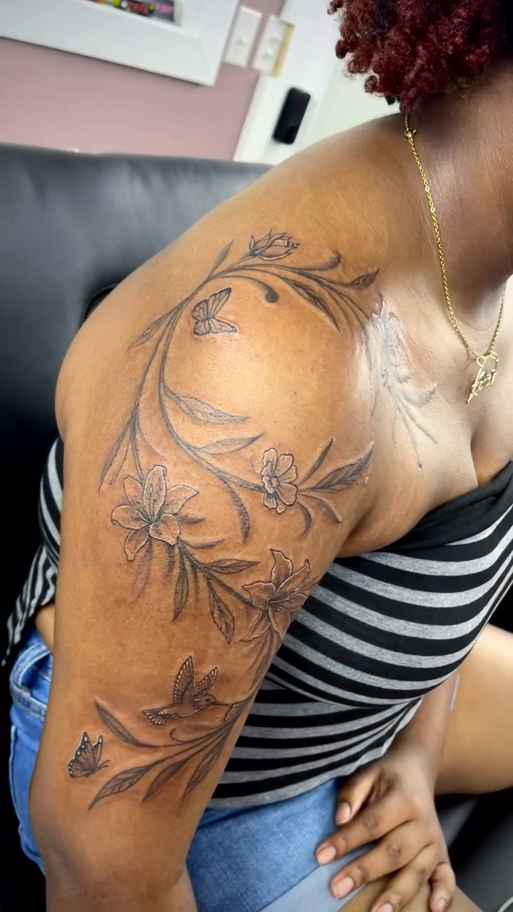 Tattoo by @inknpaint.society โ fine_line, black_and_grey
