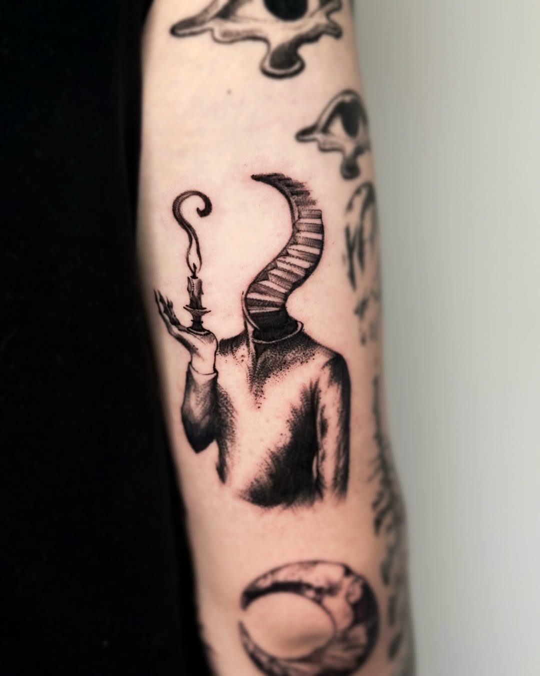 Tattoo by @mimo_tattooist__ — black_and_grey, surrealism